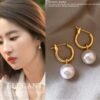 6-7mm White Round Freshwater Pearl Earrings