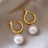 6-7mm White Round Freshwater Pearl Earrings