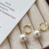 6-7mm White Round Freshwater Pearl Earrings