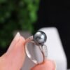 New Cultured Tahitian Black Pearl Ring Narrow Band Ring