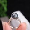 New Cultured Tahitian Black Pearl Ring Narrow Band Ring