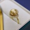 Designed 18K Yellow Gold Ring, Sparkling Natural Pearl Ring
