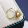 Designed 18K Yellow Gold Ring, Sparkling Natural Pearl Ring
