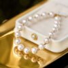 18K Gold Freshwater Pearl 7-8mm Round Bracelets