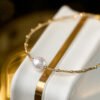 Akoya Pearl Handmade Bracelet 18K gold Tin Cup Pearl Bracelet