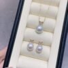 18K Gold White South Sea Pearl Jewelry Set  Necklace +Earrings