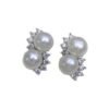 S925 4-5mm Freshwater Pearl With CZ Earrings Studs