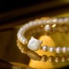4.5-5mm Freshwater Pearl Bracelet with Mother-of-Pearl Kitty Charm
