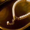 4.5-5mm Freshwater Pearl Bracelet with Mother-of-Pearl Kitty Charm