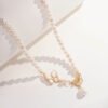 14K Butterfly Charm OT Buckle Chain Freshwater Pearl Necklace