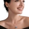 10-11mm Genuine Tahitian Black Pearl Queen CZ Necklace