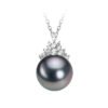 10-11mm Genuine Tahitian Black Pearl Queen CZ Necklace