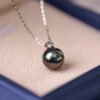 9-10mm Tahitian Pearl Pendant Necklace Adjustable Necklace in 925S