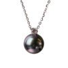 9-10mm Tahitian Pearl Pendant Necklace Adjustable Necklace in 925S