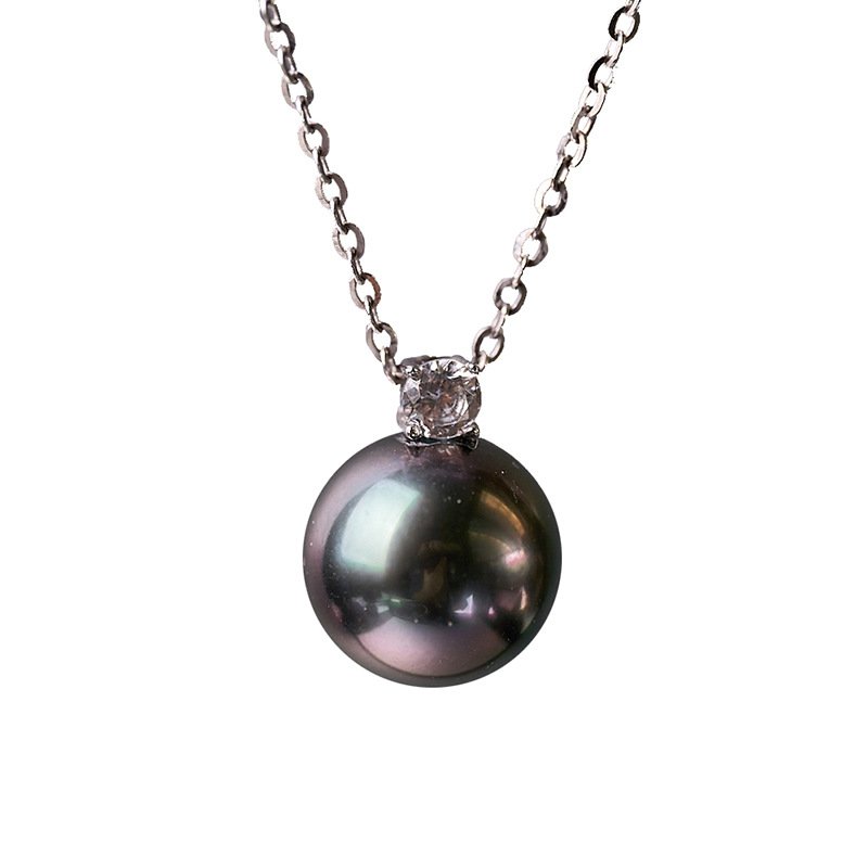 9-10mm Tahitian Pearl Pendant Necklace Adjustable Necklace in 925S