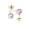 White Japanese Akoya Round Pearl Stud Earrings, 6-6.5mm