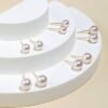 White Japanese Akoya Round Pearl Stud Earrings, 6-6.5mm