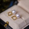 Elegant S925 Freshwater Pearl 10-11mm Studs Earrings for Women