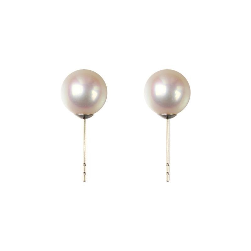 18K gold freshwater pearl stud earrings 6.5-7mm with nucleus-free Earrings
