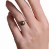 18K Peacock Green Tahitian Pearl Ring – Aurora Glow |9–10mm