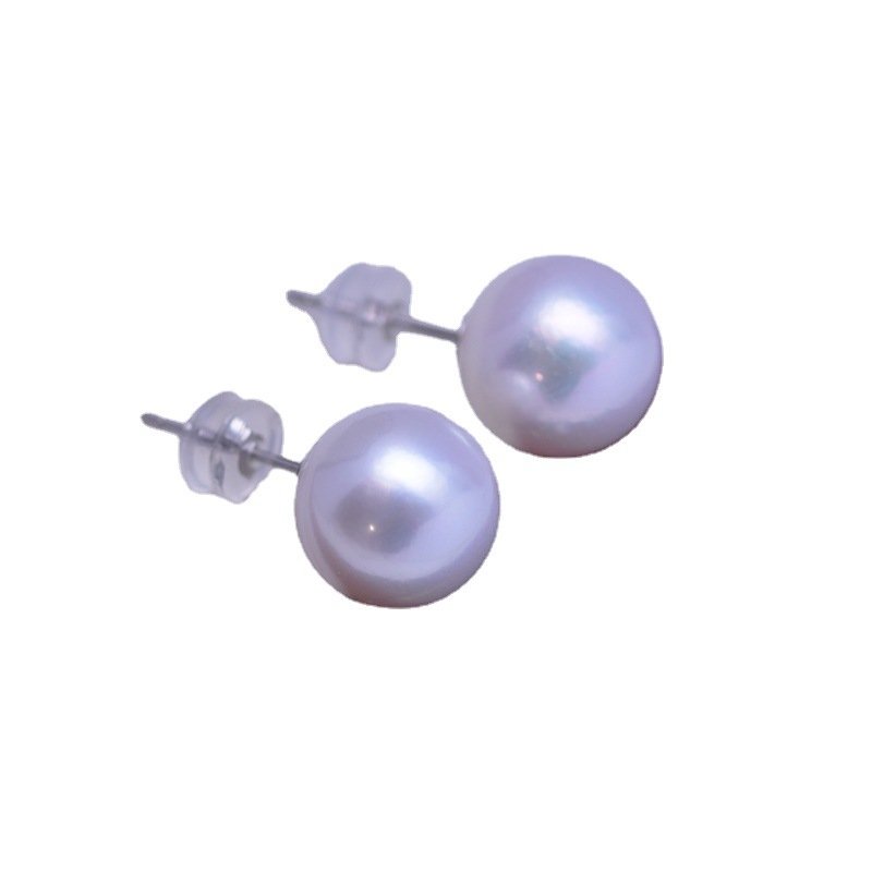 S925 FreshWater Pearl Bright Light Bulb Fine Microflaw Nail Ear Studs Earrings