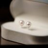 18K gold freshwater pearl stud earrings 6.5-7mm with nucleus-free Earrings