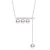 6-7MM Akoya Saltwater Pearl 18K White Gold Balance Beam Diamond Necklace