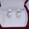 Elegant Freshwater Pearl Heart Stud Earrings – S925 Silver