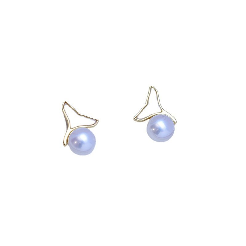 Fishtail mermaid Freshwater Pearl Earrings Studs S925