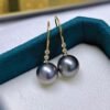 New Tahitian Pearl Drop Hoop Earrings for Women