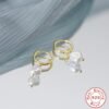 Pearl Drop Earrings Women Vintage 925 Silver Irregular Pearl Earrings Silver Gold