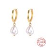 Pearl Drop Earrings Women Vintage 925 Silver Irregular Pearl Earrings Silver Gold