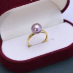 Purple 9-10mm Freshwater Edison Pearl Ring in 925 Silver Sterling for Women