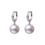 12-13mm Freshwater Pearl Hoop Earrings - image 5