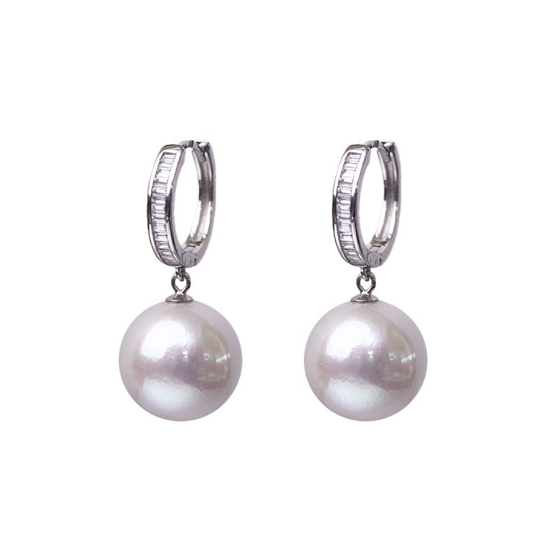 12-13mm Freshwater Pearl Hoop Earrings - image 5