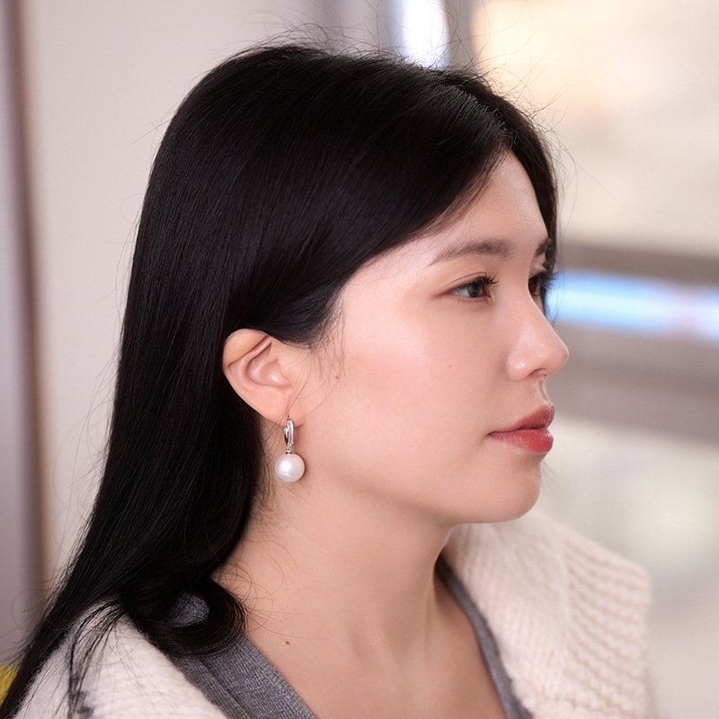 12-13mm Freshwater Pearl Hoop Earrings - image 6