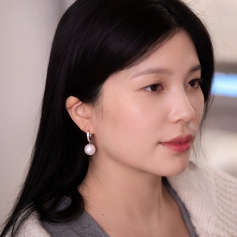 12-13mm Freshwater Pearl Hoop Earrings - image 7
