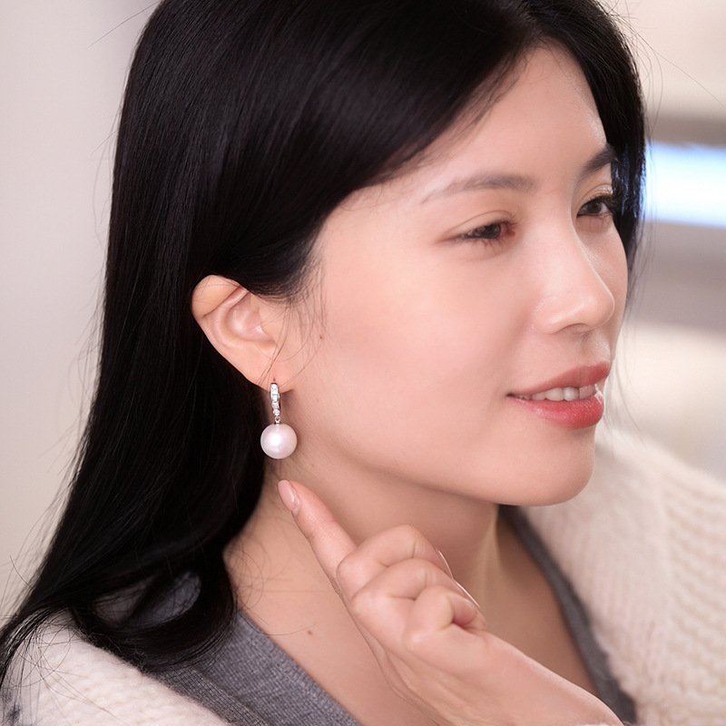 12-13mm Freshwater Pearl Hoop Earrings - image 8