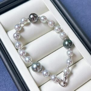 New Titian Pearl with Silver Bead handcrafted bracelet
